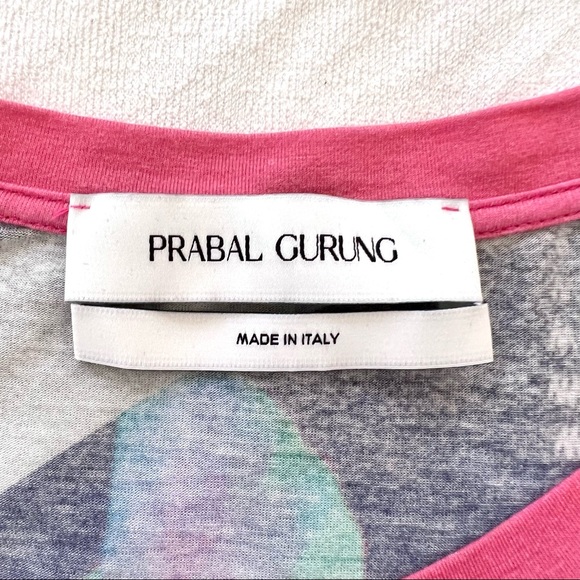 Prabal Gurung Blue Pink Black Pattern T-Shirt - Picture 10 of 12